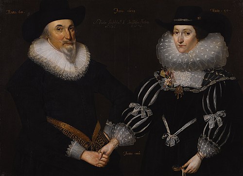 Portrait of Sir Norton Knatchbull Bt. (1569-1636), and his wife Mary Westrow, née Aldersey (d. 1674), 1629, Gilbert Jackson