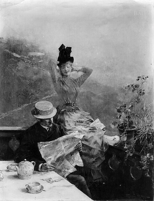 Paar am Teetisch, 1887, Friedrich Stahl