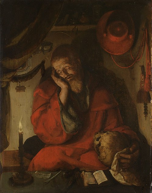 Saint Jérôme dans sa cellule près d'une chandelle, 1525, Aartgens