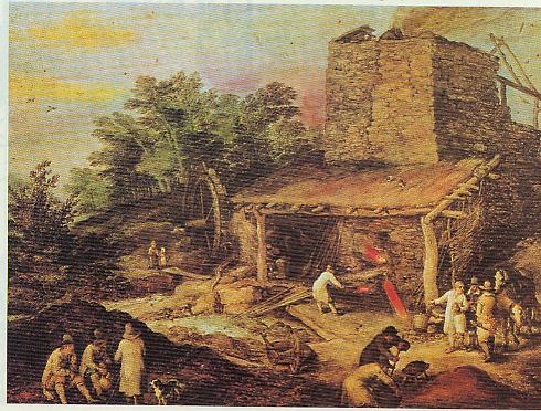 Haut fourneau au charbon de bois, 1650, Abraham Brueghel