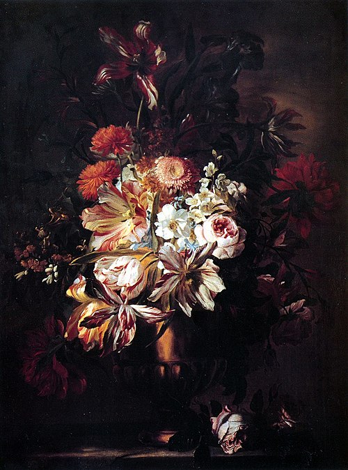 Bouquet de fleurs dans un vase en bronze, 1670, Abraham Brueghel