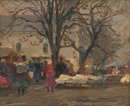 Na trhu pred kostolom, 1924, Jozef Theodor Mousson