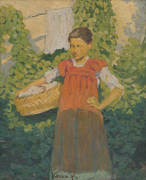 Dievča s košom, 1909, Konštantín Kövári-Kačmarik