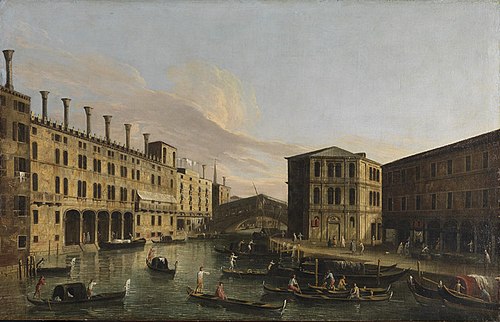 Canal Grande in Venedig mit Rialto Brücke von Norden, , Canaletto