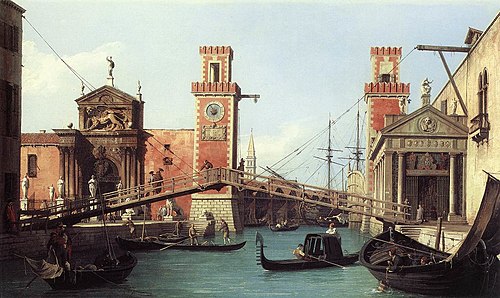 Vue de l'entrée de l'Arsenal, 1732, Canaletto
