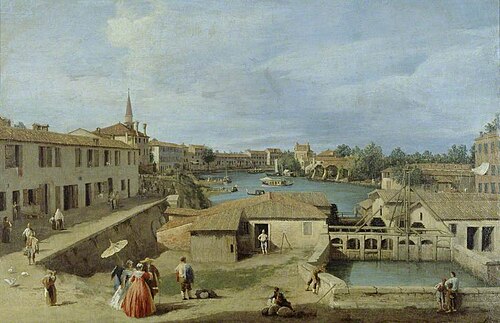 A View of Dolo on the Brenta Canal, 1727, Canaletto