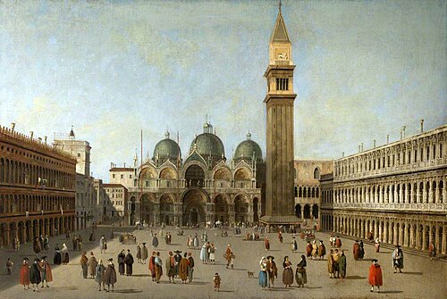 Saint Mark's Square, Venice, Looking towards the Basilica, , Canaletto