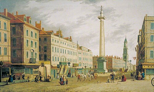 The Monument from Gracechurch Street, London, , Canaletto