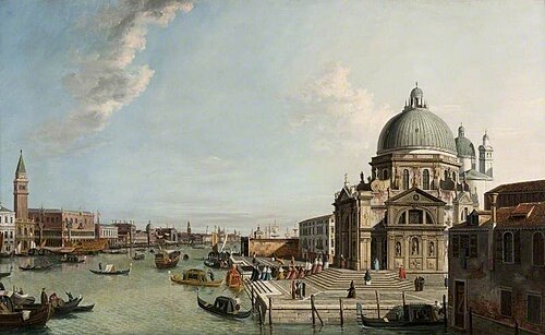 Venice: The Grand Canal Looking East, with the Church of Santa Maria della Salute, , Canaletto