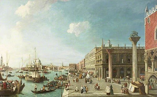 The Molo, Venice, Looking West, 1750, Canaletto