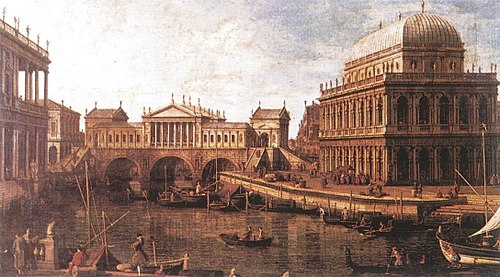 Caprice avec édifices palladiens, 1756, Canaletto