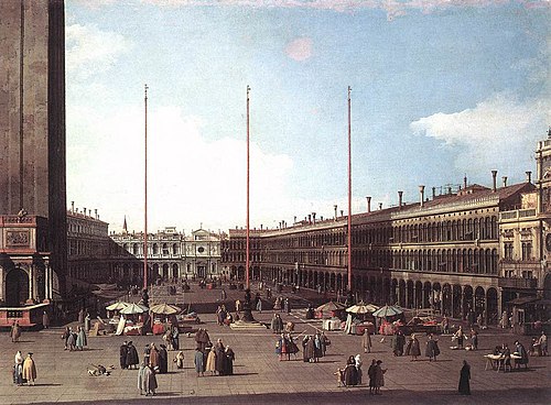 Place Saint-Marc vers l'église San Geminiano, 1735, Canaletto