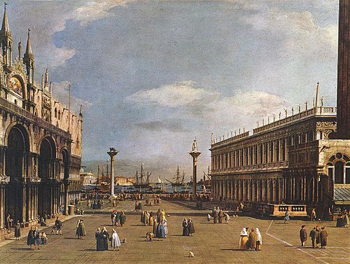 Venise : la Piazzeta et la bibliothèque San Marco, 1734, Canaletto