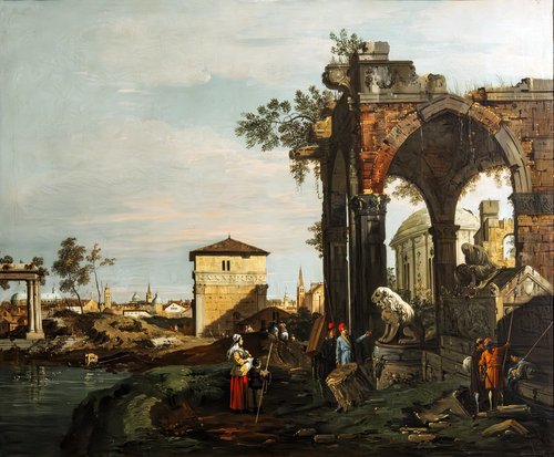 Caprice avec ruines et la Porte Portello, à Padoue, 1750, Canaletto
