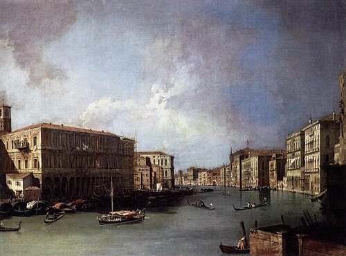 Le Grand Canal, vers le nord près du pont du Rialto, 1726, Canaletto