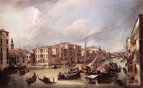 Le Grand Canal vu du nord-est vers le pont du Rialto, 1724, Canaletto