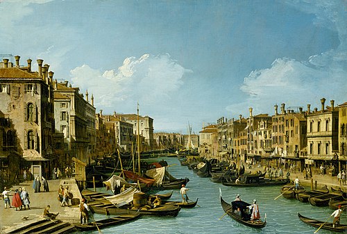 Le Grand Canal près du Rialto, Venise, 1728, Canaletto