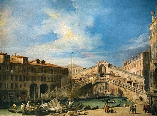 Le Grand Canal : le pont du Rialto depuis le Sud, 1727, Canaletto