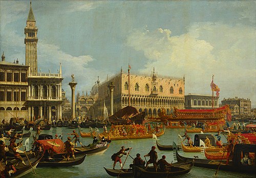 Le Bucentaure retournant au Môle le jour de l'Ascension, 1729, Canaletto