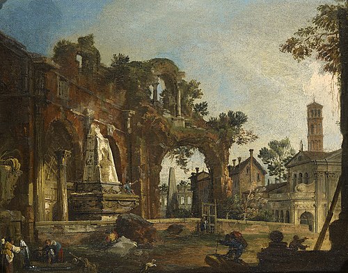 Rome: Capriccio with Ruins Based on the Forum, 1725, Canaletto