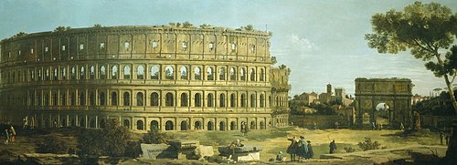 Rome: View of the Colosseum and the Arch of Constantine, 1743, Canaletto