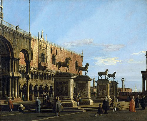Venice: Capriccio of the Piazzetta with the Horses of San Marco, 1743, Canaletto
