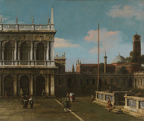 Venice: Capriccio of the Piazzetta with the Libreria, 1744, Canaletto