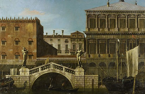 Venice: Capriccio of the Zecca and Granaries with the Ponte della Pescaria, 1744, Canaletto