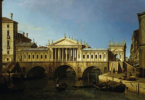 Venice: Capriccio with Palladio's Design for the Rialto, 1743, Canaletto