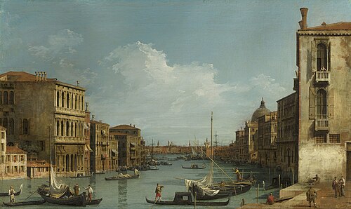 Venise: le Grand Canal du campo San Vio vers le bacino, 1727, Canaletto