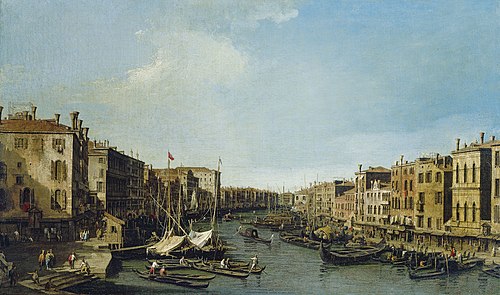 Venice: The Grand Canal from the Rialto to the Palazzo Foscari, 1725, Canaletto