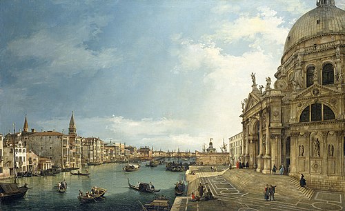 Venice: The Grand Canal with Santa Maria della Salute, towards the Bacino, 1744, Canaletto