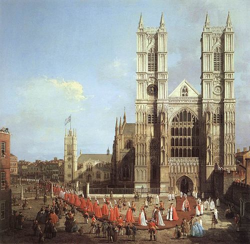 London: Westminster Abbey, with a Procession of Knights of the Bath, 1749, Canaletto