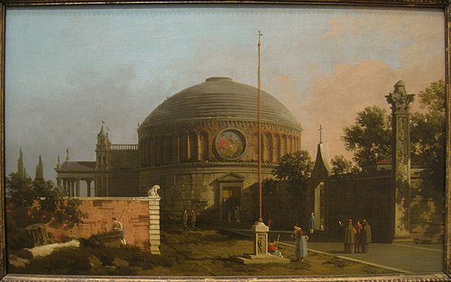 Capriccio: une église circulaire avec dôme, 1740, Canaletto