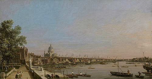 The Thames from the Terrace of Somerset House, Looking toward St. Paul's, 1750, Canaletto