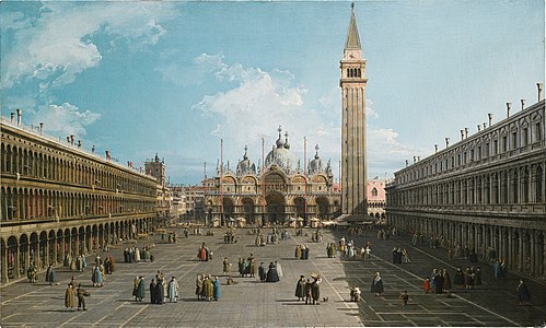 Venice: A View of Piazza San Marco looking East towards the Basilica, 1738, Canaletto