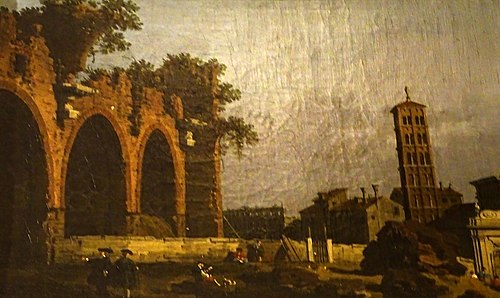 The Basilica of Maxentius and the Church of Santa Francesca Romana, 1755, Canaletto