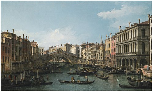 The Grand Canal looking North-East from the Palazzo Dolfin-Manin to the Rialto Bridge, 1739, Canaletto