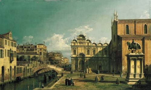 The Campo Santi Giovanni e Paolo, Venice, with the West End of the Church and the Scuola di San Marc, 1738, Canaletto