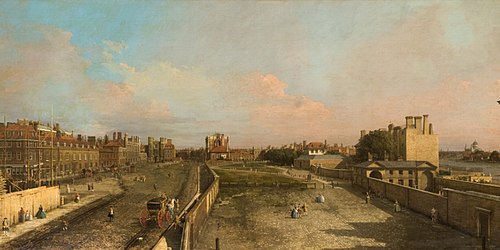 London: Whitehall and the Privy Garden looking North, 1650, Canaletto