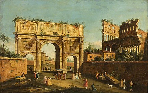 The Colosseum and Arch of Constantine, Rome, 1749, Canaletto