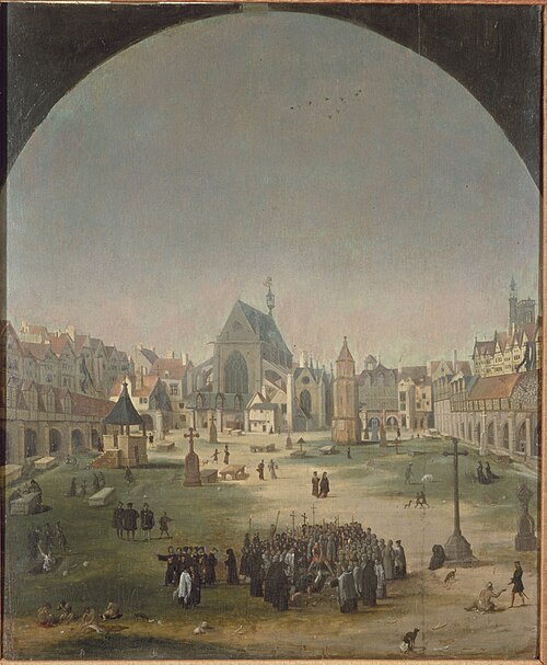 Le cimetière et l'église des Innocents, 1570, Jacob Grimmer