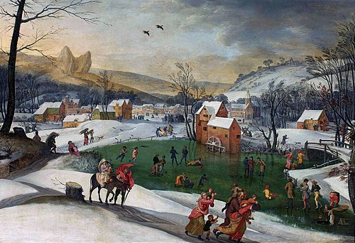 Paysage d'hiver avec la fuite en Égypte., 1590, Jacob Grimmer