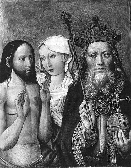 Christus und Maria als Fürbitter vor Gottvater, 1470, Meister des Heilsbronner Hochaltars