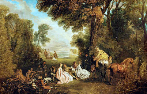 Le Rendezvous de chasse, , Antoine Watteau