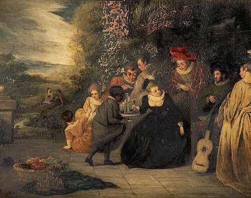 Seated Lady with a Servant, , Antoine Watteau