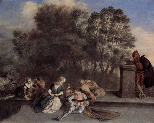 Récréation italienne, 1715, Antoine Watteau