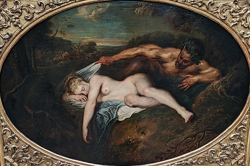 Nymphe et Satyre, 1716, Antoine Watteau
