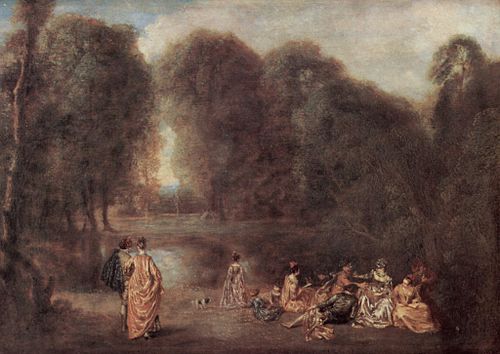 L'Assemblée dans un parc, 1716, Antoine Watteau