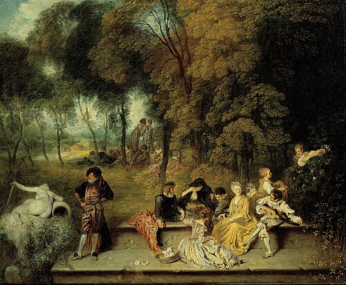 Réunion en plein air, 1718, Antoine Watteau